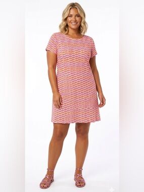 HATLEY 100% Cotton Short sleeved dress with colourful fish print Size X-Large